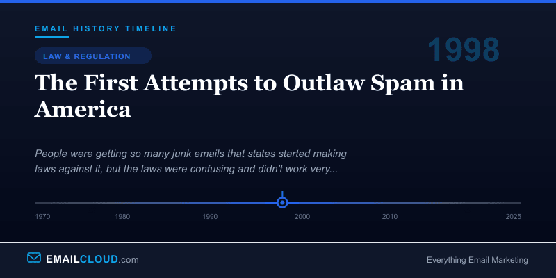 The First Attempts to Outlaw Spam in America — Email History Timeline 1998